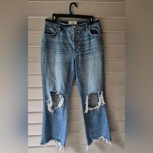 We The Free Women's 30 Maggie Distressed Mid Rise Straight Leg Jeans  OB832365